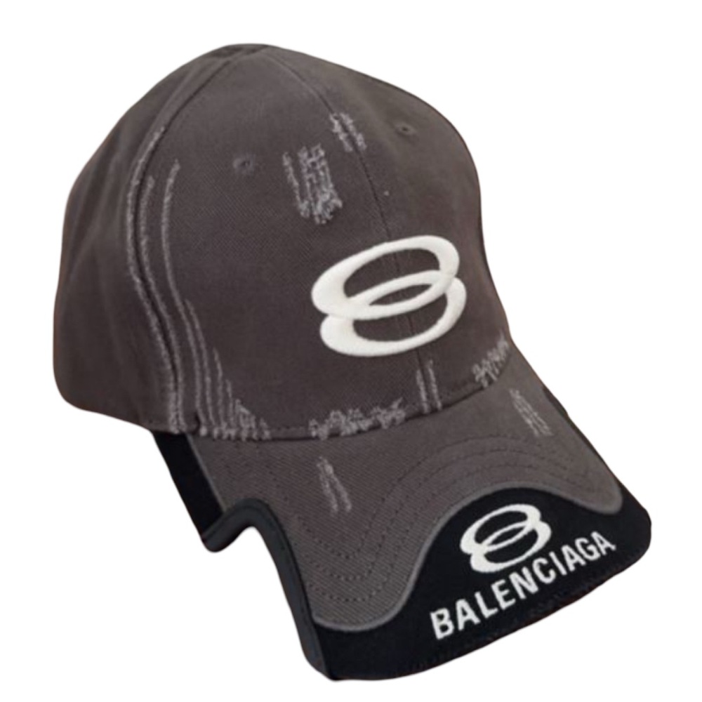 Balenciaga Double Unity Distressed Embroidered Cotton-Drill Baseball Cap